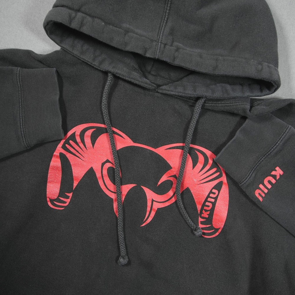 KUIU Graphic Logo Pullover Fleece Men Hoodie M Black Big Logo Skate Hunting